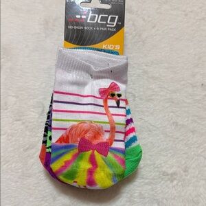 BCG Kids' Striped Flamingo No-Show Socks